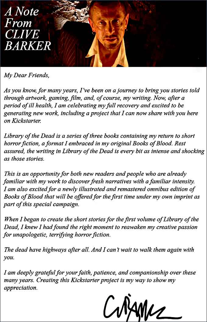 A Note from Clive Barker